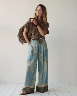 Summum Woman Trousers Palmtree print single borde 431