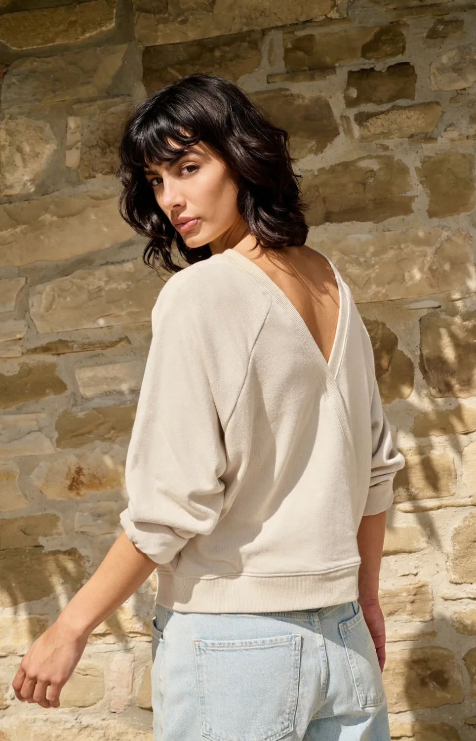 YaYa Sweatshirt met rugoverslag CREME BEIGE