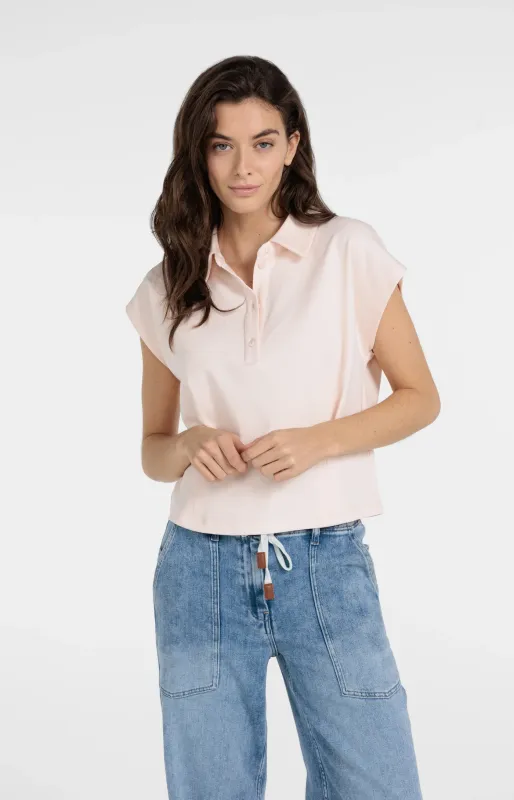 YaYa Mouwloze jersey blouse CREME DE PECHE ORANGE