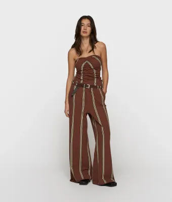 10 Days strapless top stripes deep brown