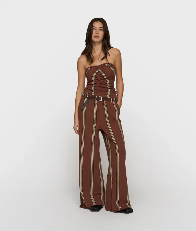 10 Days wide leg jogger stripes deep brown