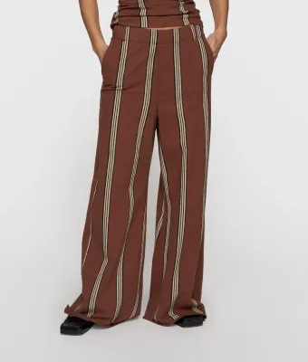 10 Days wide leg jogger stripes deep brown