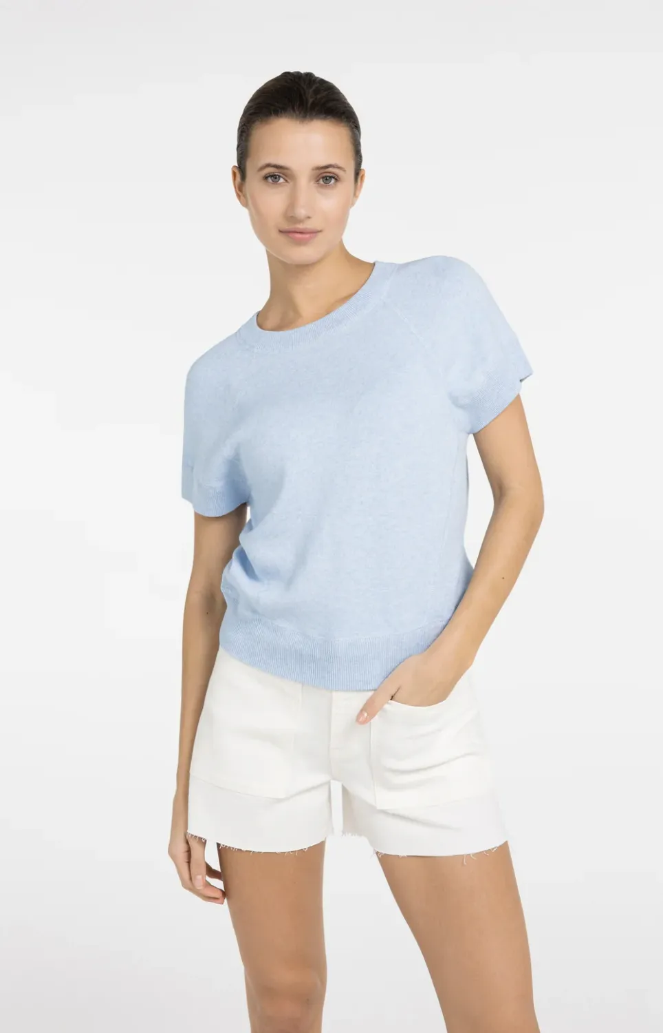 YaYa Sweater met korte mouwen LIGHT BLUE MELANGE