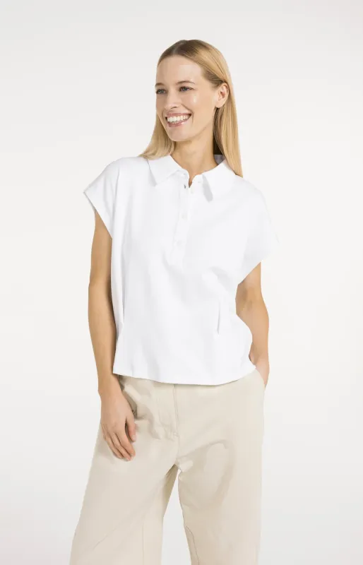 YaYa Mouwloze jersey blouse PURE WHITE