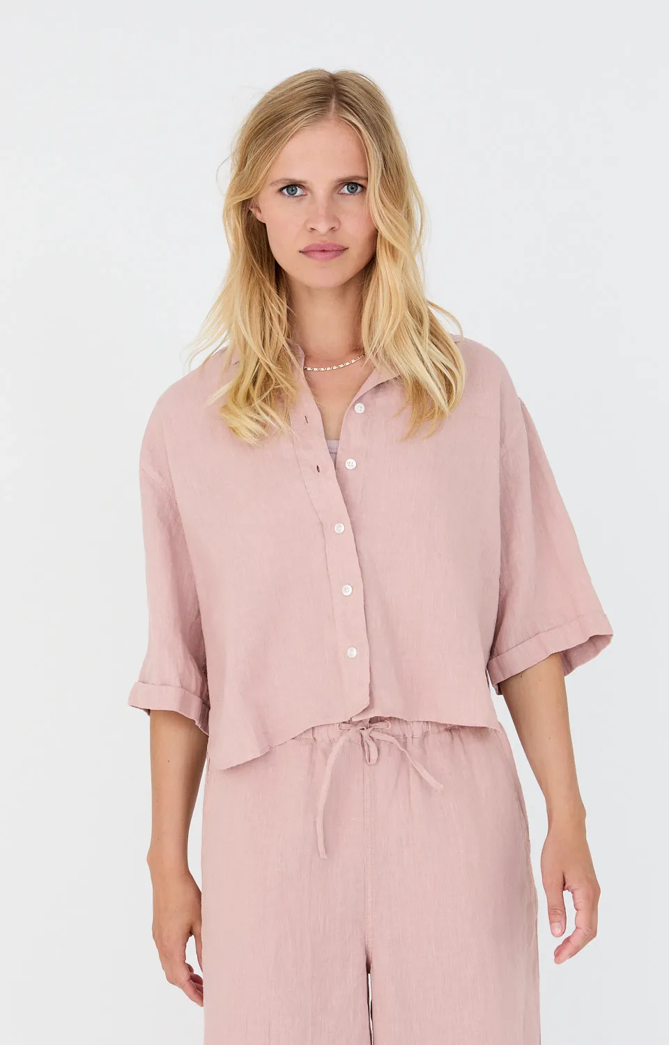Moscow 1701 Blouse Pale Rose Solid