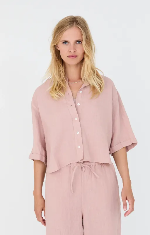 Moscow 1701 Blouse Pale Rose Solid