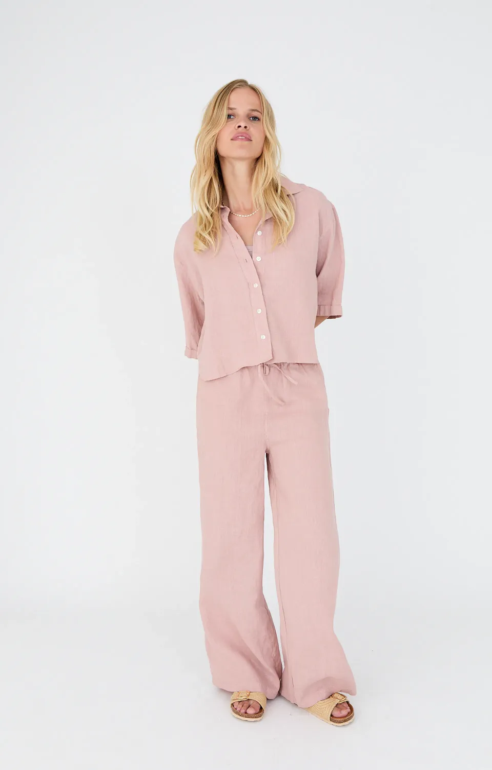 Moscow 1619 Broek linnen Pale Rose Solid