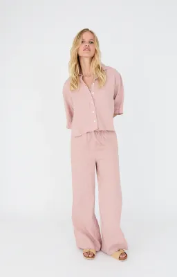 Moscow 1619 Broek linnen Pale Rose Solid