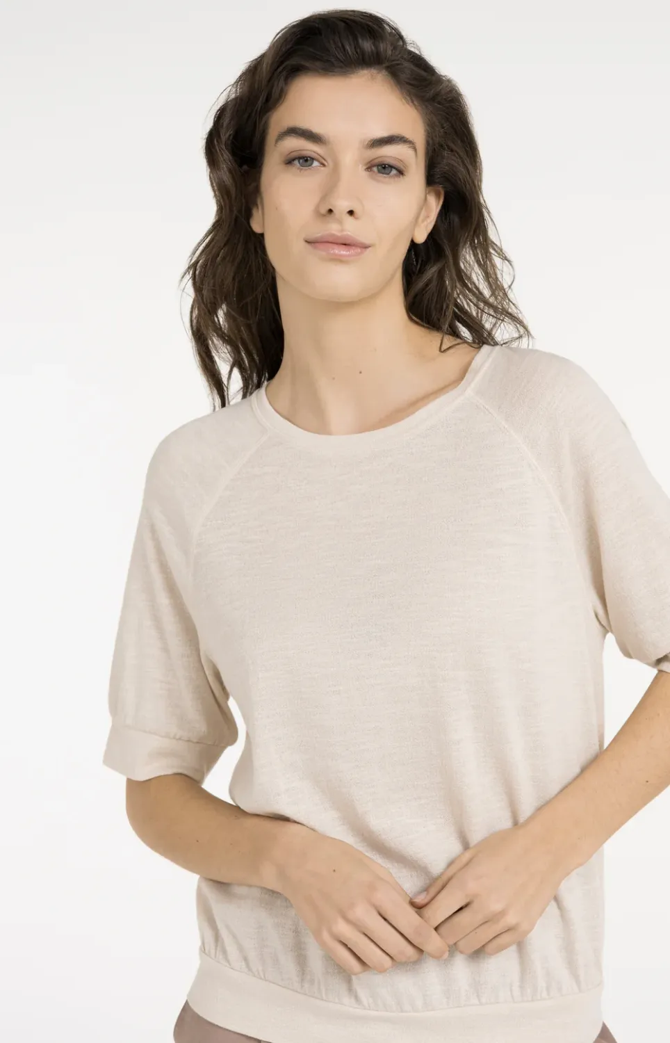 YaYa Top met gebreide structuur CLOUD CREME WHITE
