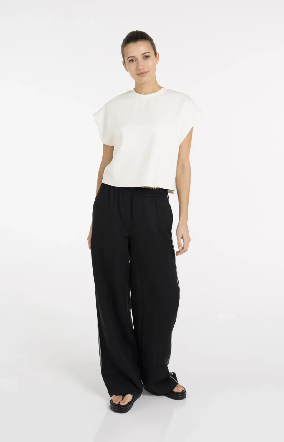 YaYa Broek met contraststiksel BLACK