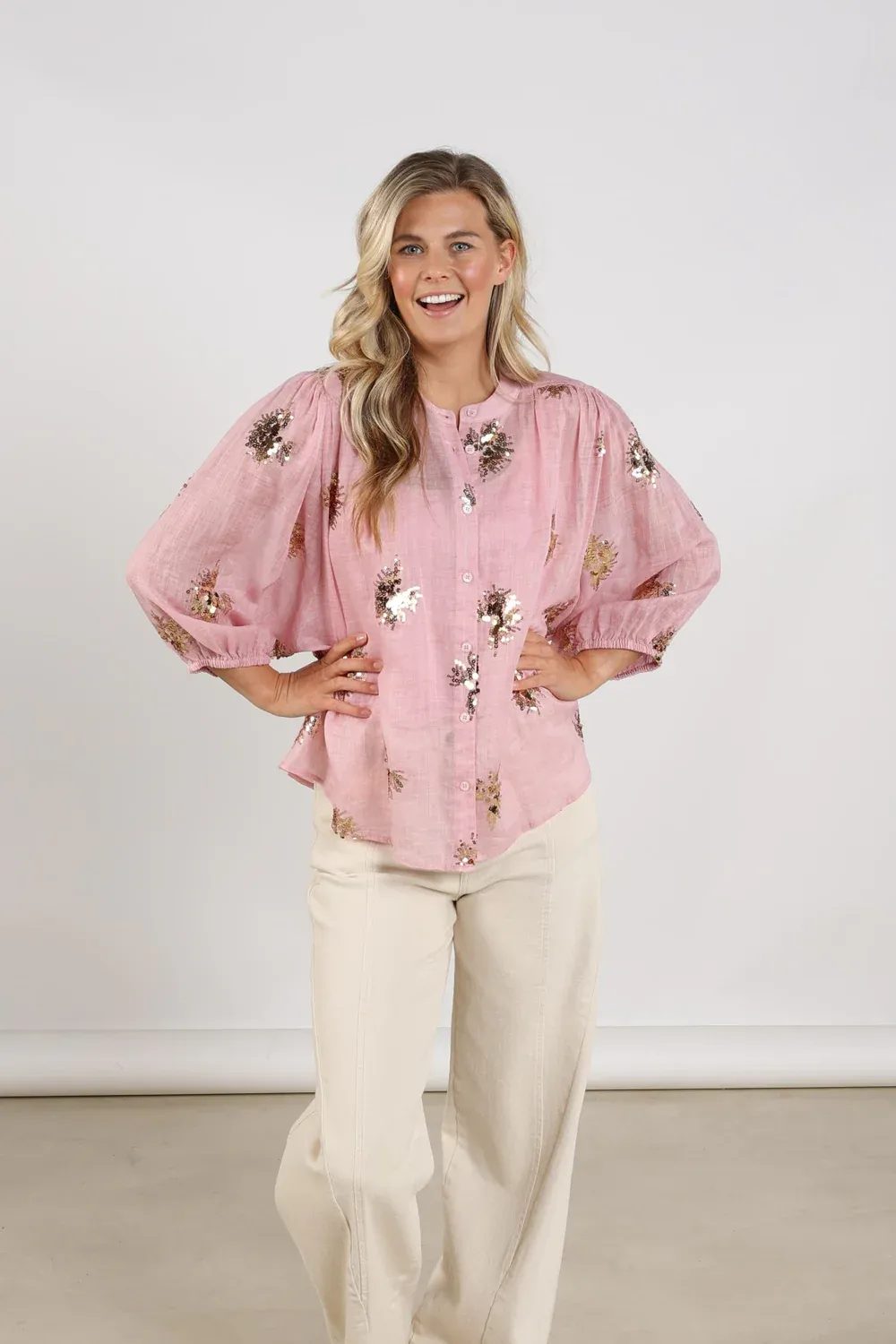 Nukus Lynn Blouse Paillet Blush/Gold