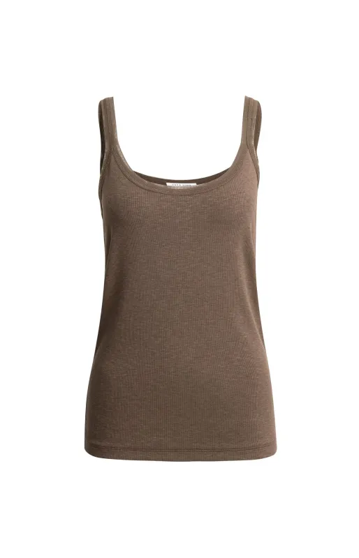 YaYa Singlet met mesh detail WASHED BROWN