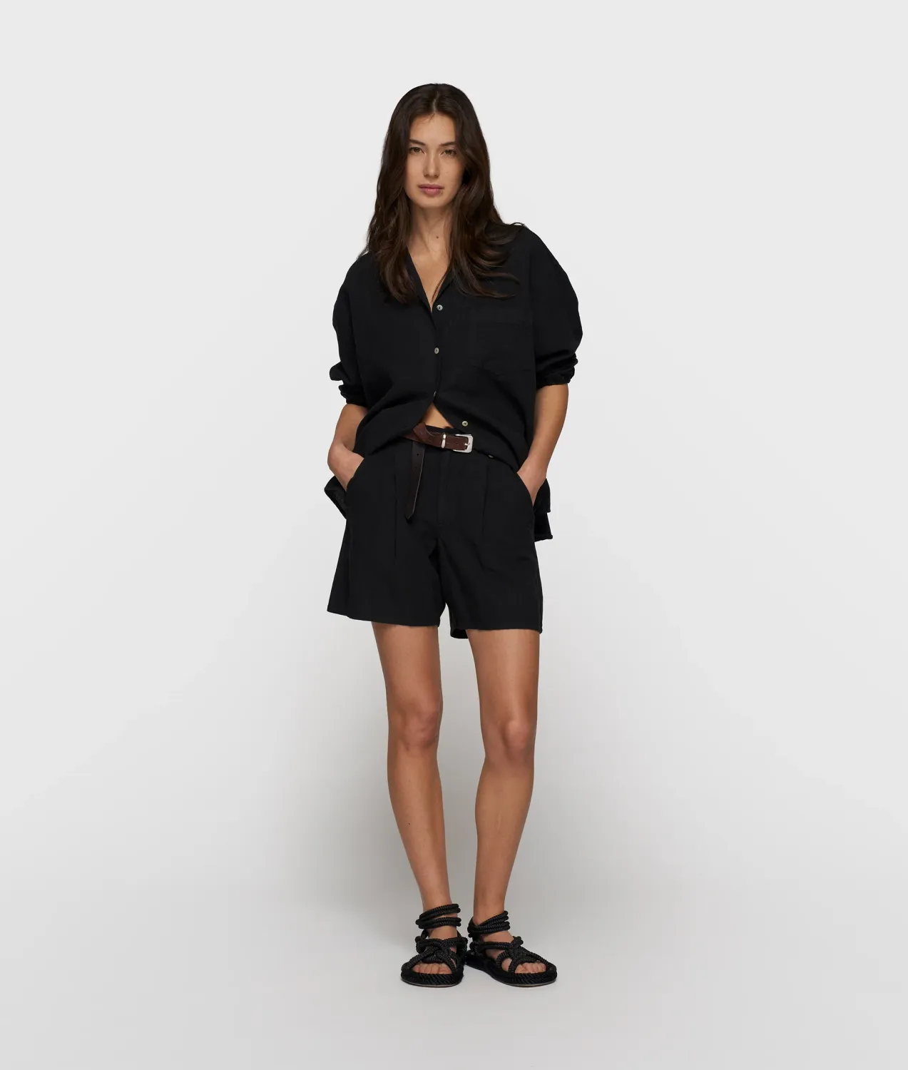 10 Days wide shorts linen black