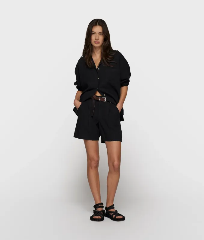 10 Days wide shorts linen black