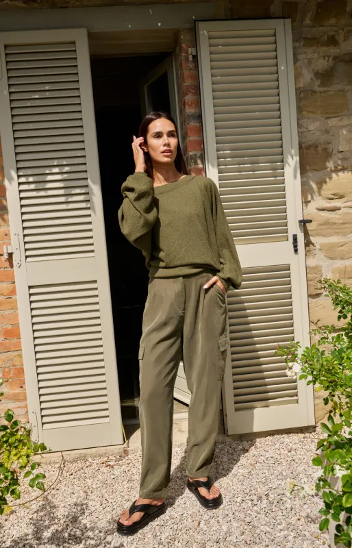 YaYa Cargobroek met plooien ARMY GREEN