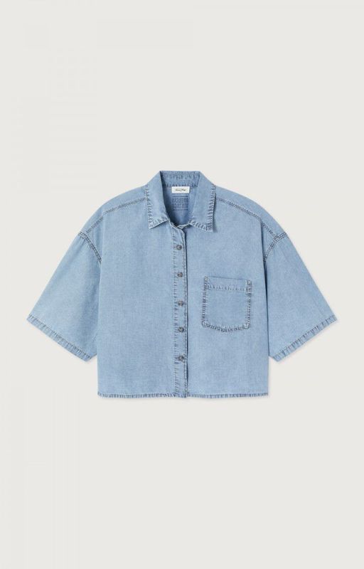 American Vintage CHEMISE AMPLE MC BLUE SNOW