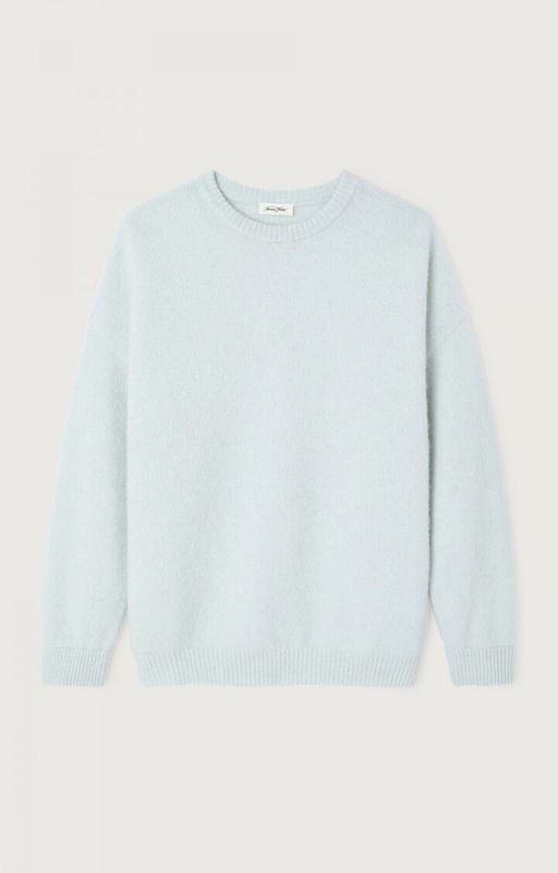 American Vintage PULL AMPLE ML COL ROND GIVRE CHINE