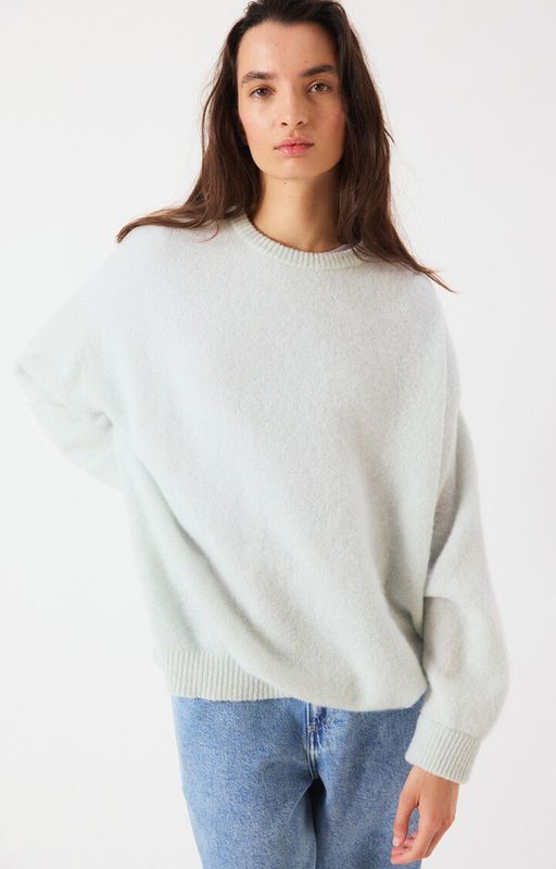 American Vintage PULL AMPLE ML COL ROND GIVRE CHINE