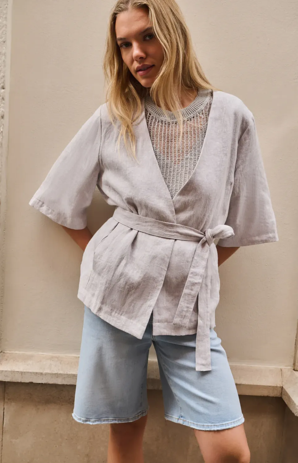 YaYa Linnen wikkeljasje ALABASTER GRAY MELANGE