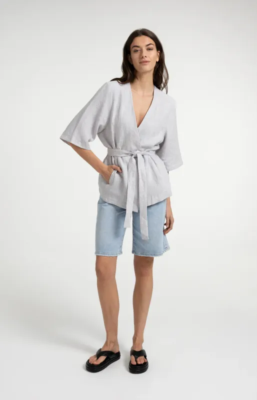 YaYa Linnen wikkeljasje ALABASTER GRAY MELANGE