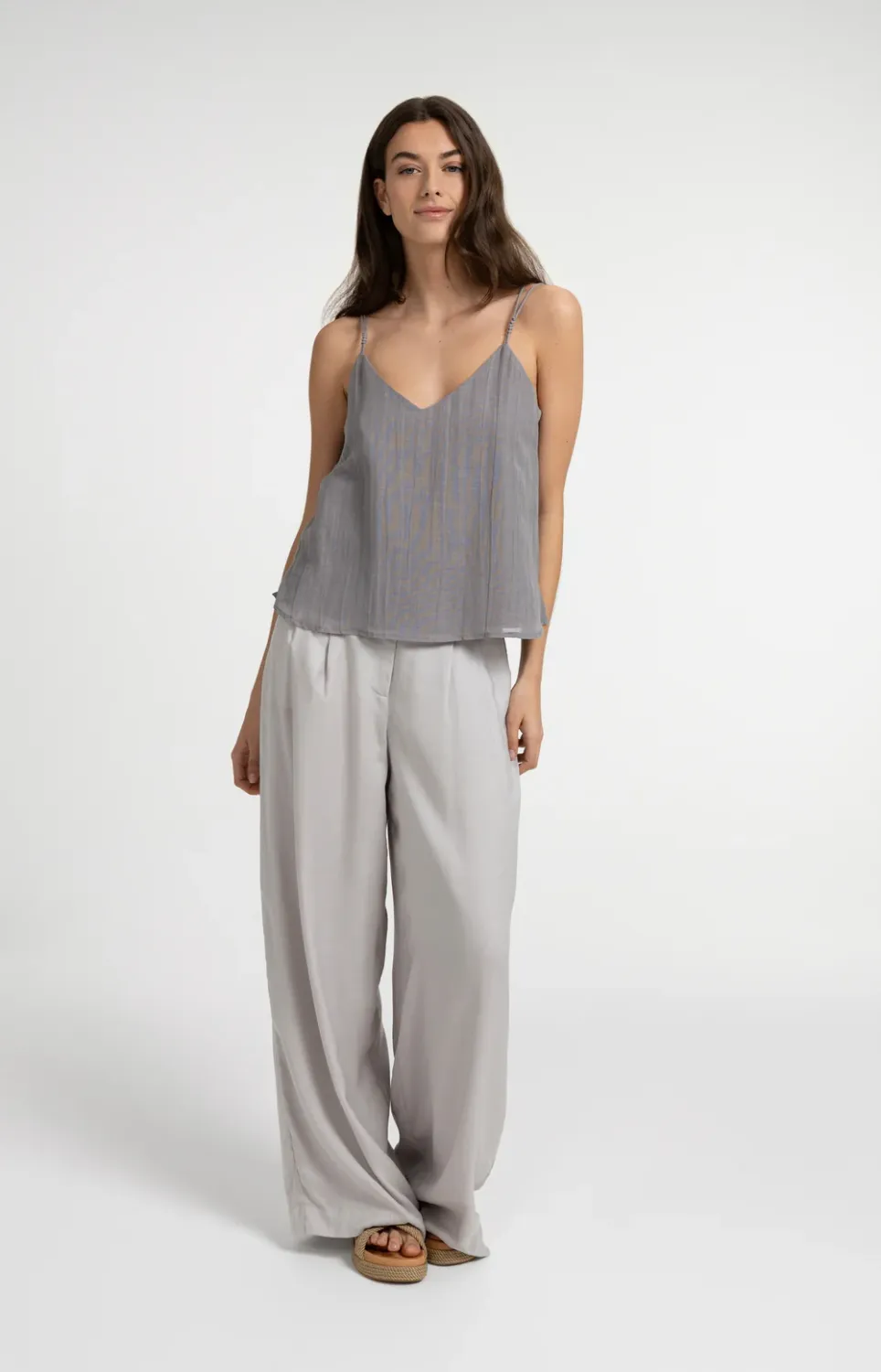YaYa Broek met wijde pijpen ALABASTER GRAY