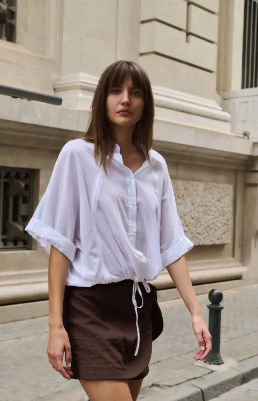 YaYa Blouse met gevlochten details PURE WHITE