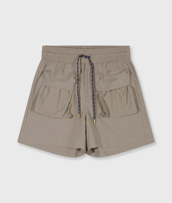 10 Days crinkle utility shorts fog