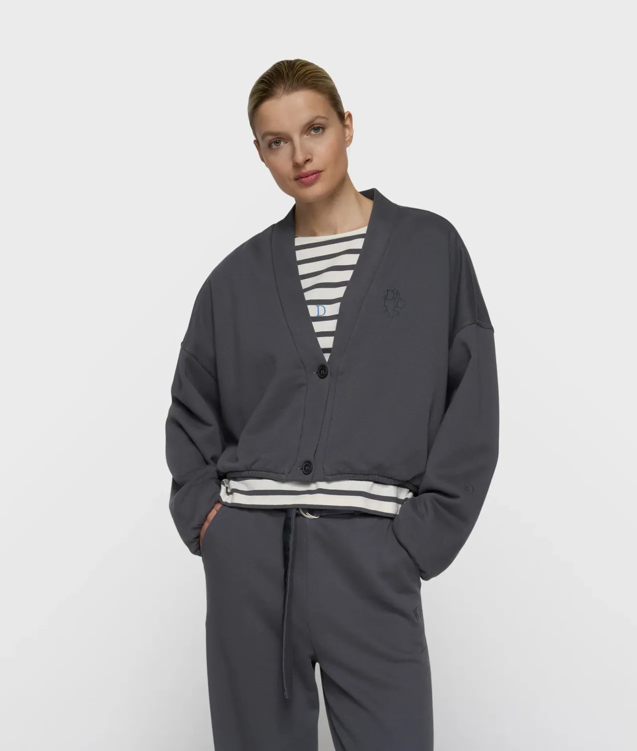 10 Days reversible cardigan fleece steel blue