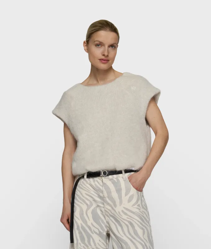 10 Days balloon hairy knit top lurex ecru