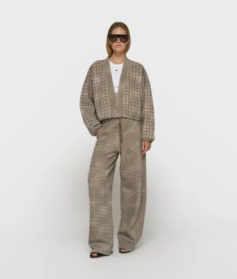 10 Days check cardigan champagne