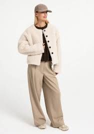 YaYa Oversized imitatiebont jasje BLEACHED SAND BEIGE