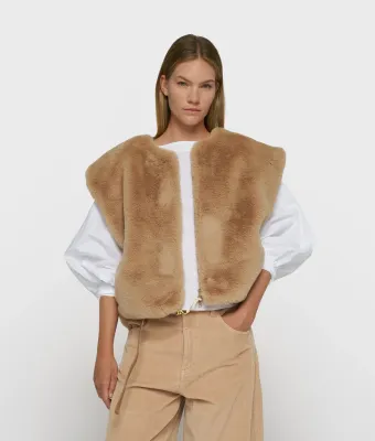 10 Days sleeveless fluffy vest grey mango