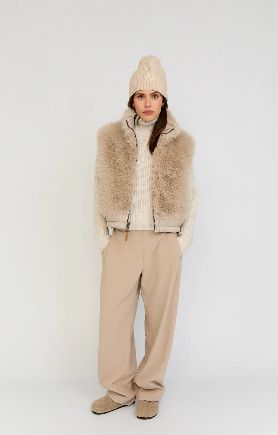 Moscow Gilet imitatie Light Taupe Solid