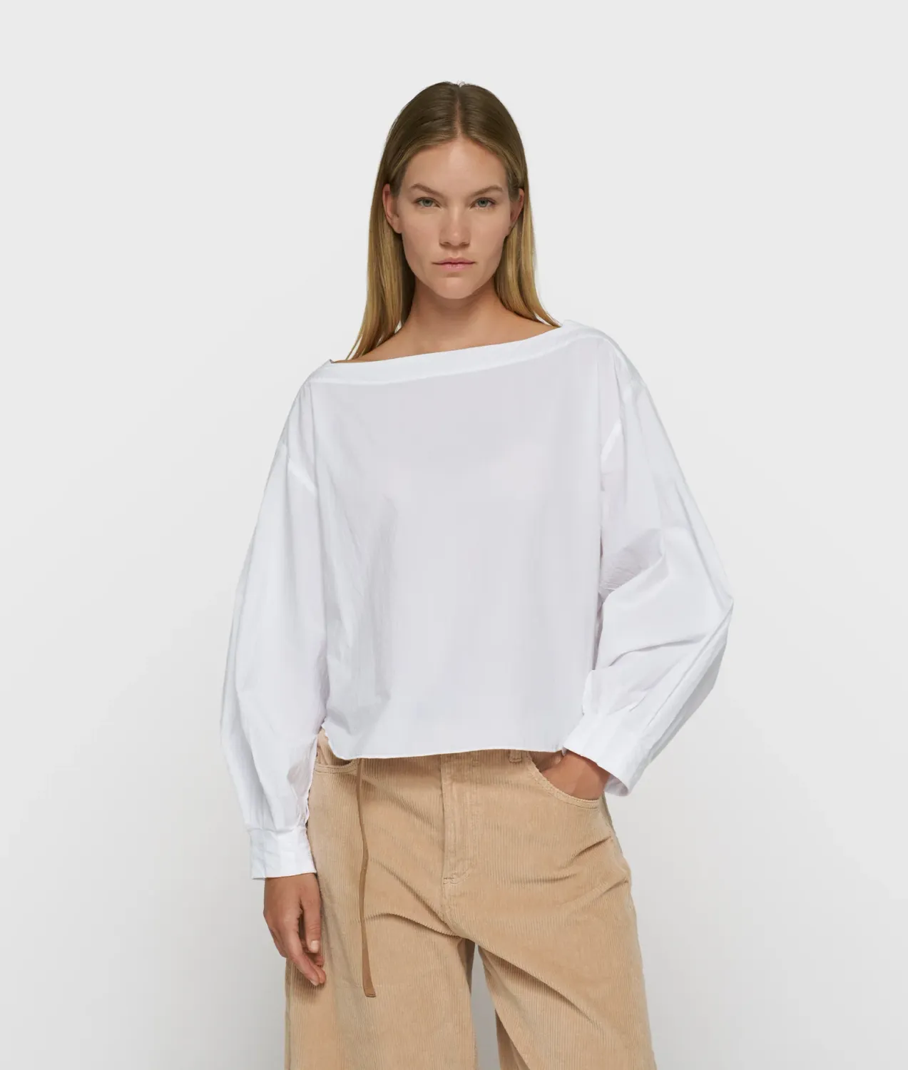 10 Days boatneck blouse poplin white