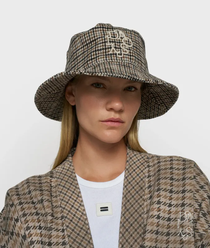 10 Days wool blend check hat champagne