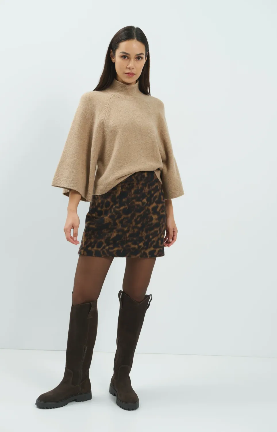 YaYa Trui met wijde mouwen DARK BEIGE MELANGE