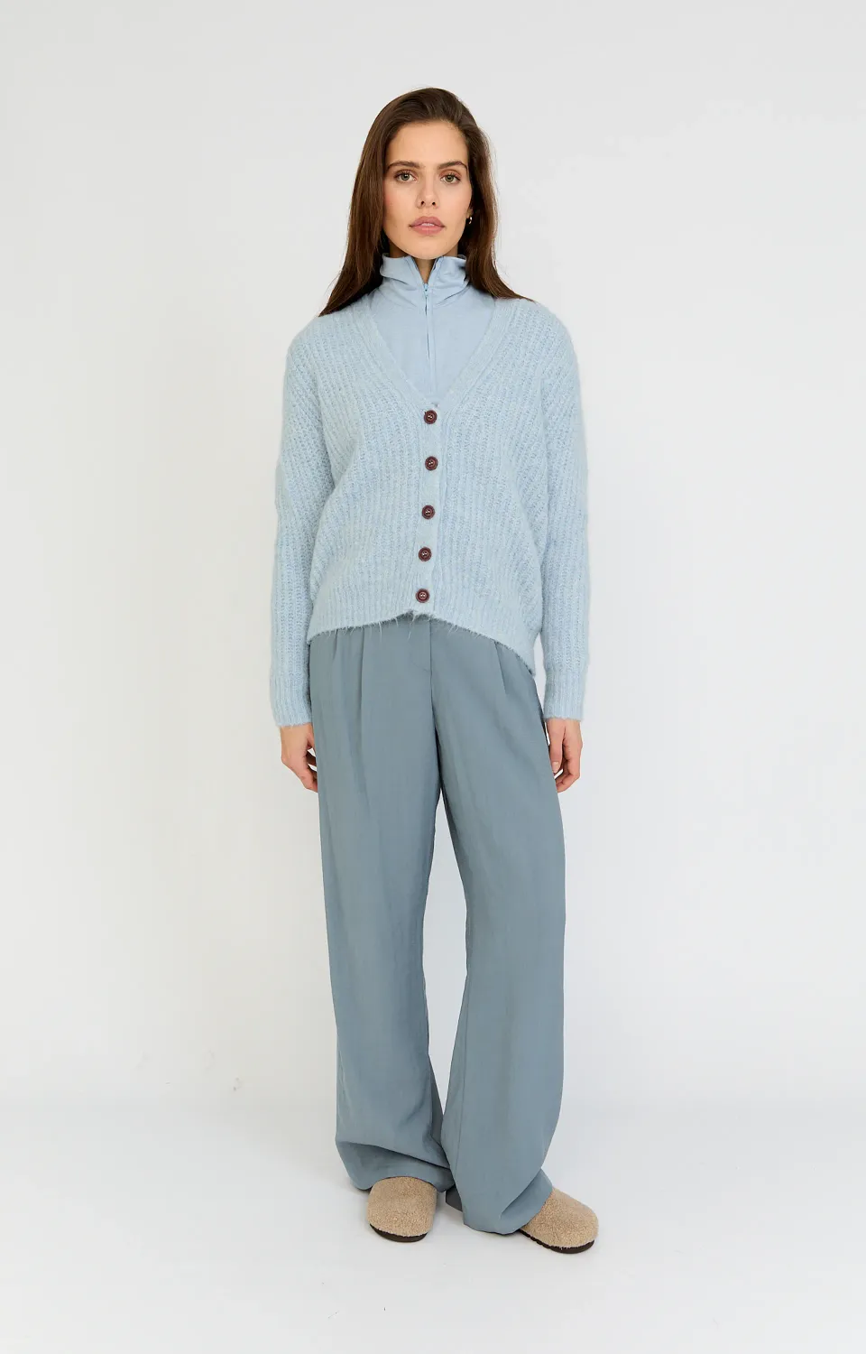 Moscow Vest lange mouw Ice Blue Solid