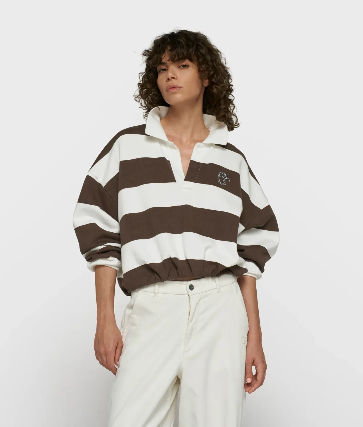 10 Days baseball balloon sweater ecru/brown