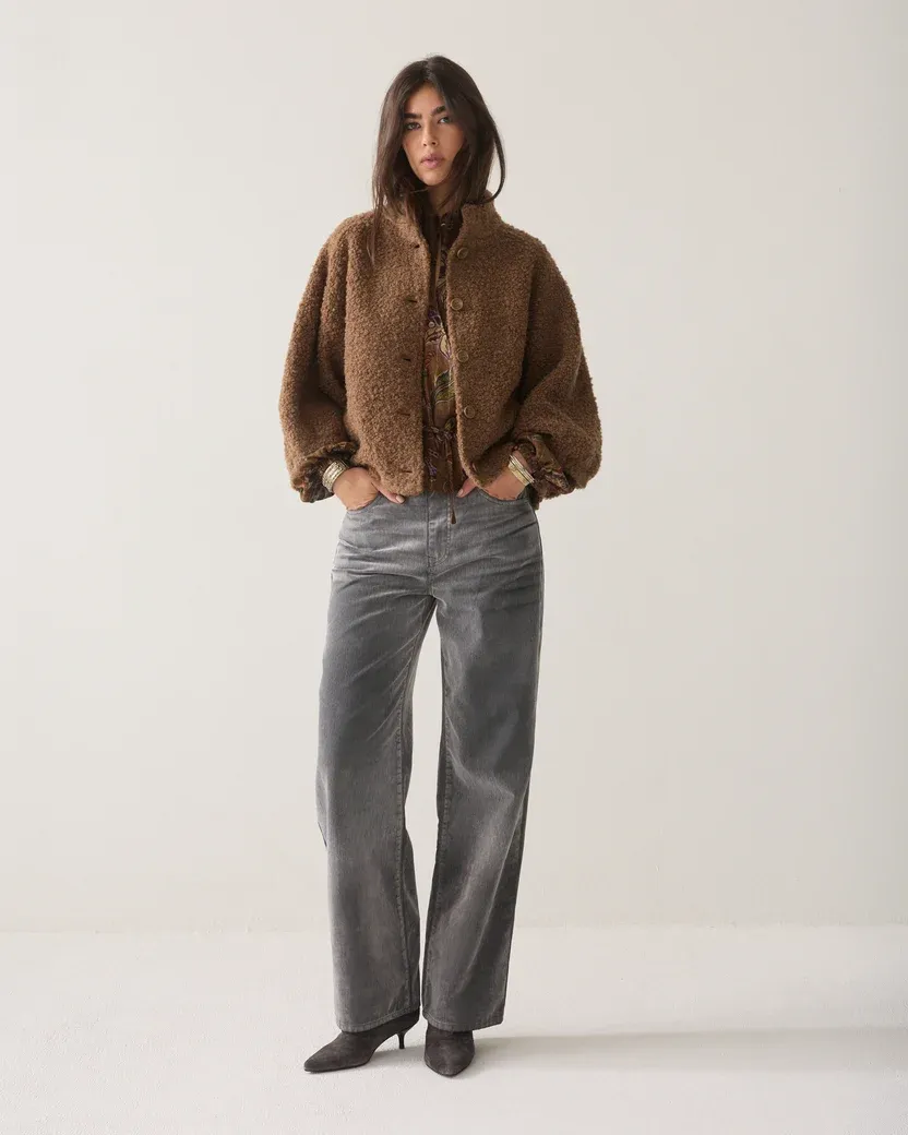 Summum Cape jacket Boucle wool Sepia brown