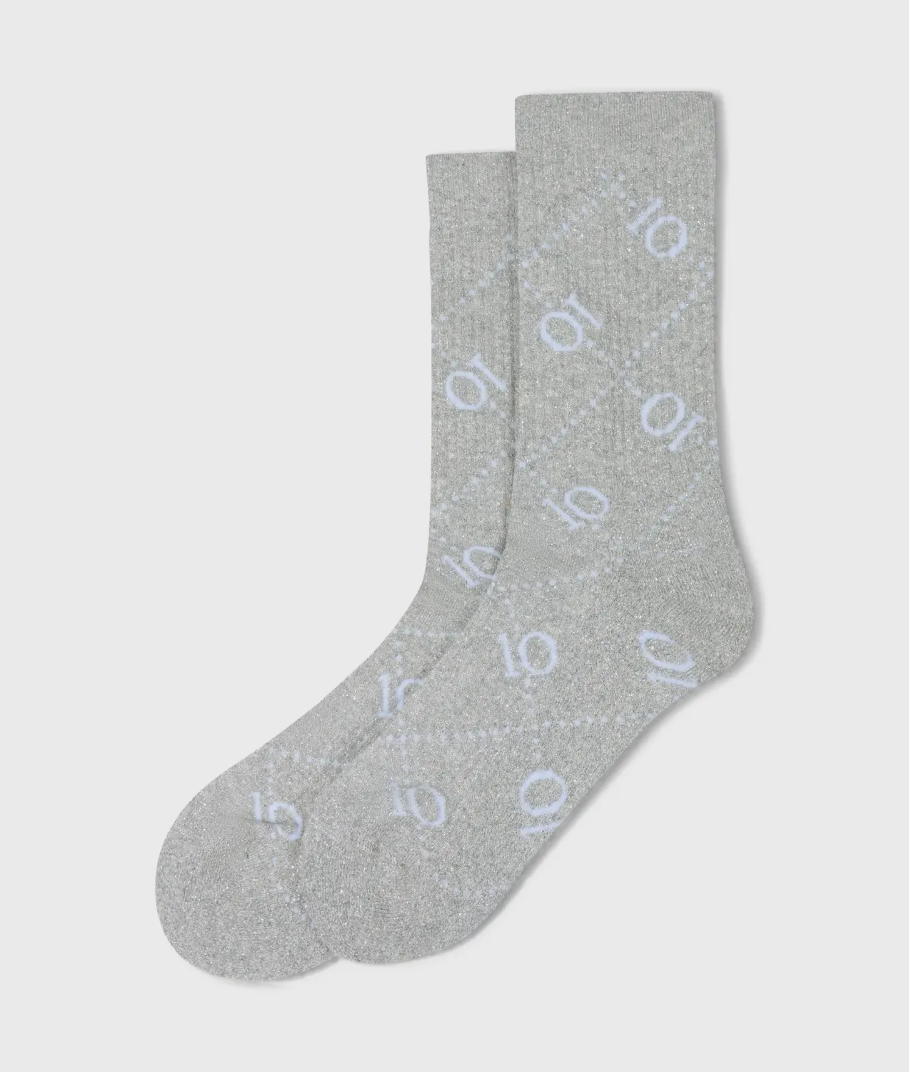 10 Days long socks all over monogram light grey melee