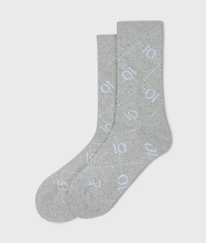10 Days long socks all over monogram light grey melee