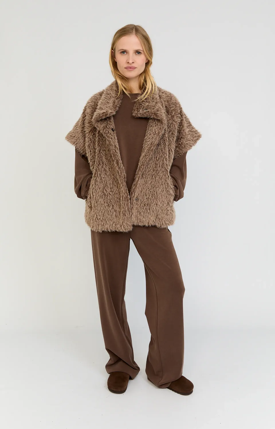 Moscow Gilet imitatie Taupe Solid