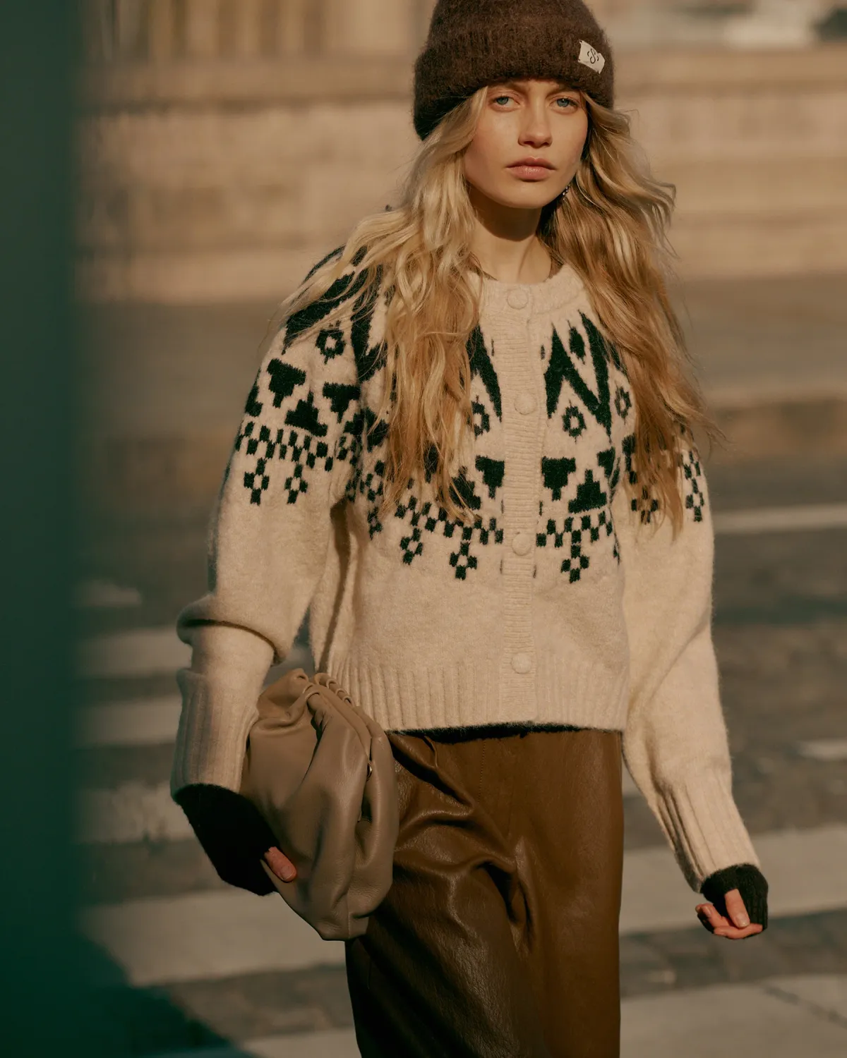 Summum Cardigan Fair isle knit Ivory