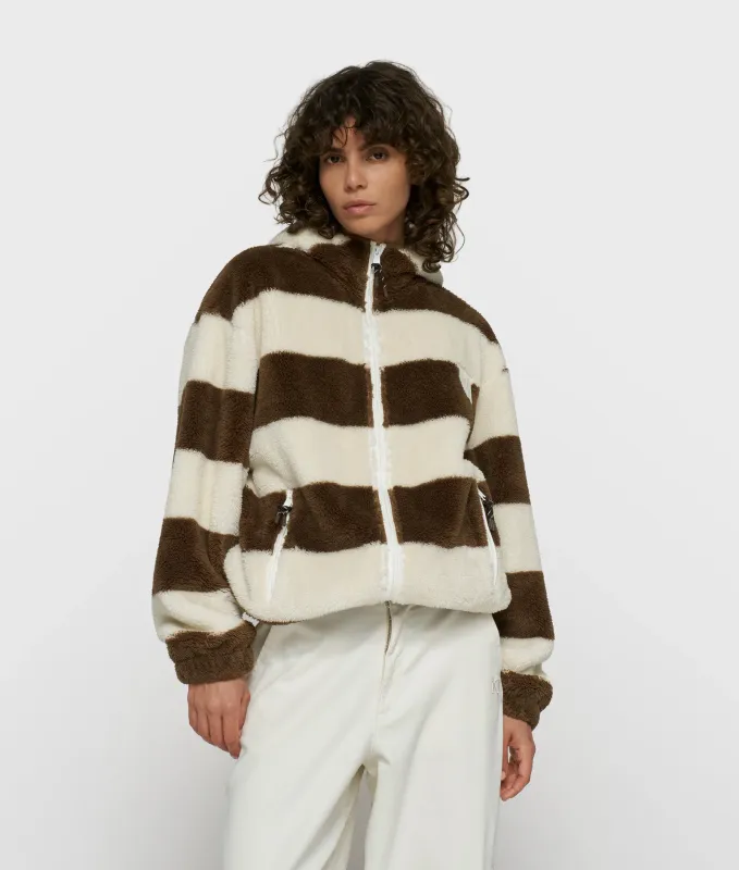 10 Days teddy zip hoodie stripes pearl/brown