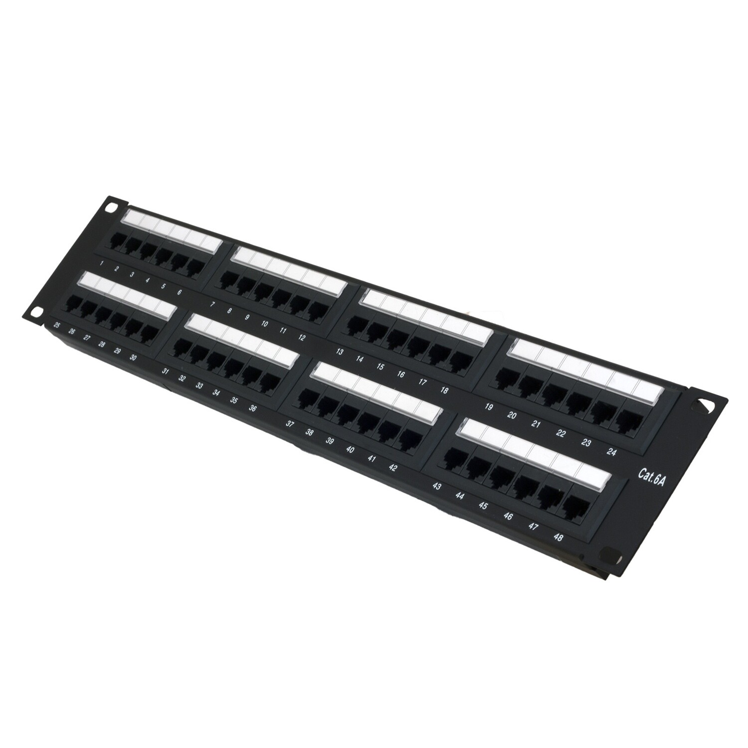 48 Port Cat-6A Patch Panel with Wire Management Bar