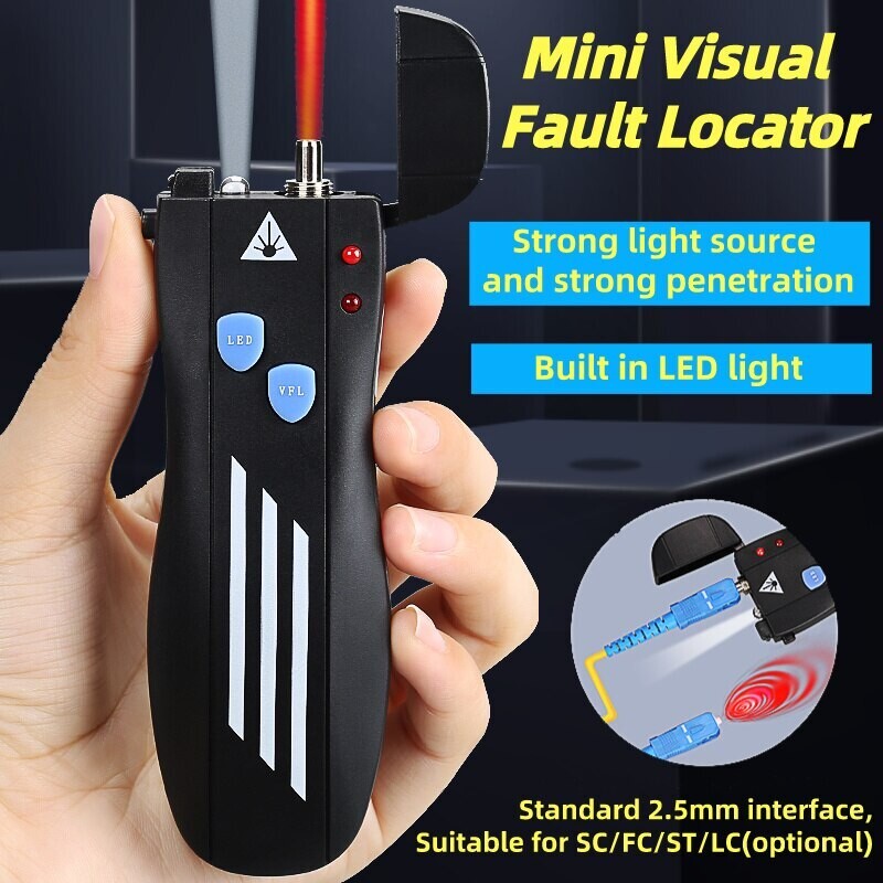 High Quality Mini Visual Fault Locator Optical Fiber Cable Tester VFL 5/10/20/30/50KM 2.5mm(SC/FC/ST) Interface FTTH Test Tools|Fiber Optic Equipments|