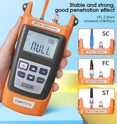 60KM OTDR FTTH Fiber Optic Optical Fiber Reflectometer VFL With FC SC Touch Port Measurable Break Point Distance -AUA28U