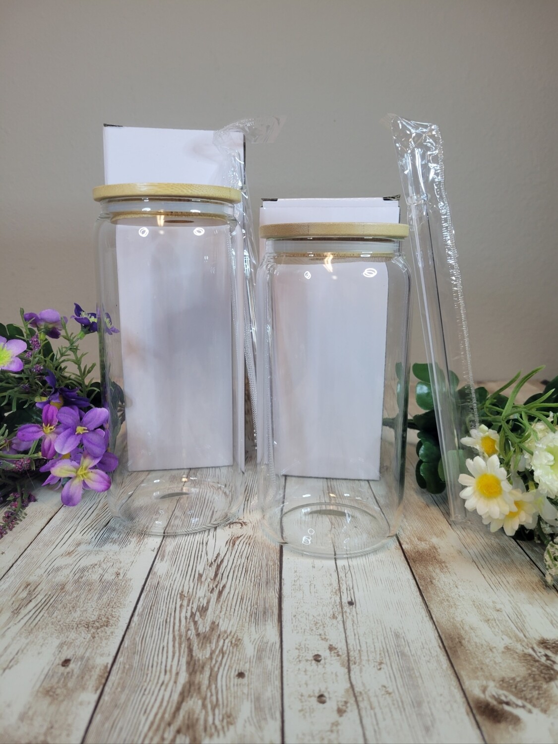 20oz Sublimation Blank Clear Glass Can Libbey With Bamboo Lid and Straw, Sublimation Beer Can Glass, Sublimation Libbey Glass,20oz Blank Clear glass can bamboo lid,straw and white box
