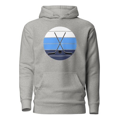 Hockey Unisex Hoodie, Blue Retro  Hockey Unisex Hoodie