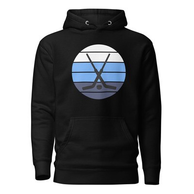 Goalie Blue Hoodie, Hockey Goalie Unisex Hoodie, Blue Retro Hockey Unisex Hoodie